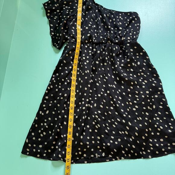 Vintage Black and white polka dot dress - one shoulder - Size Large - Picture 2 of 7
